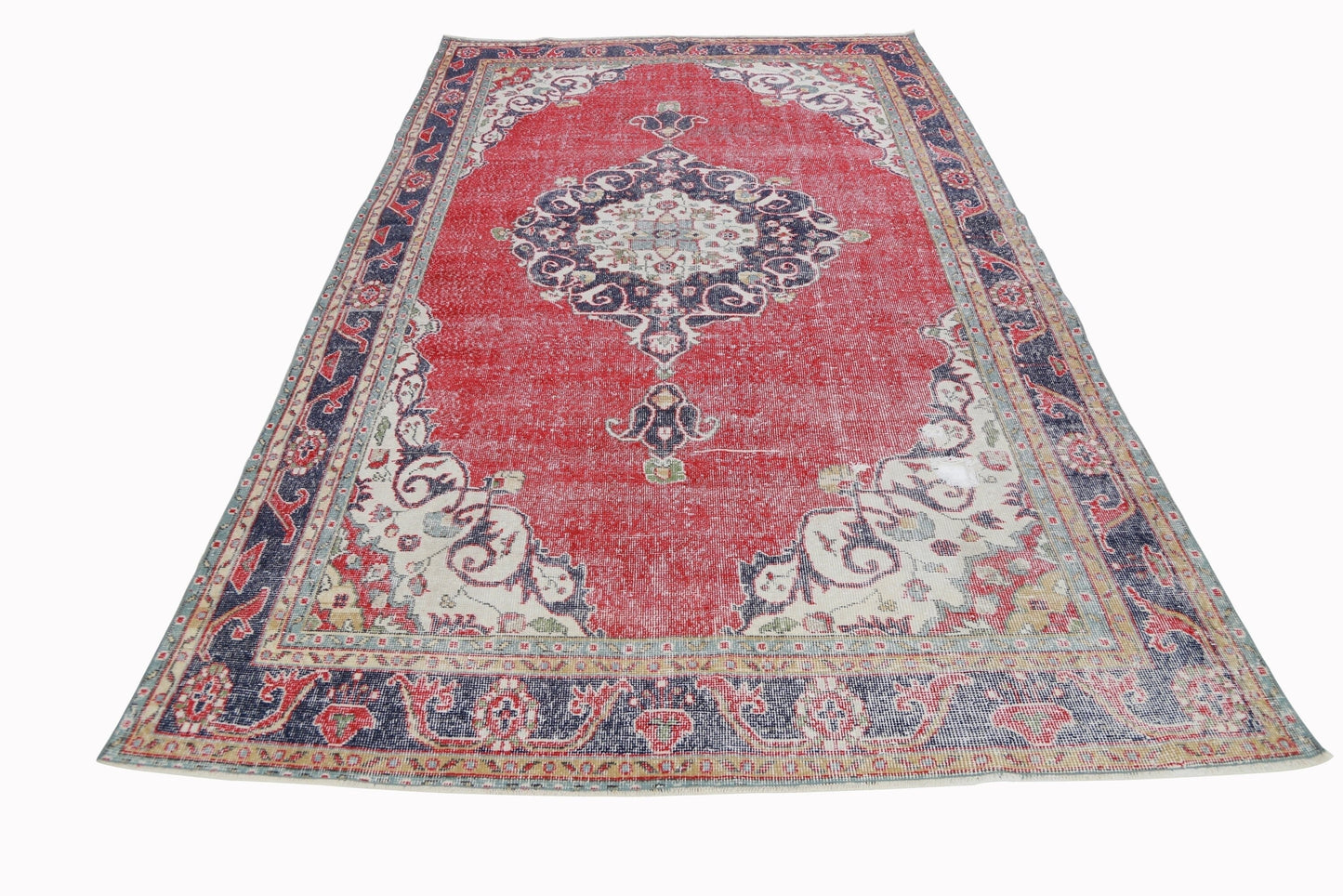 7x11 Turkish Rug, Oushak Rug Red, Handmade Rug, Carpet Rug, Vintage Rug Floral, Floor Rug, Living room Rug, ,Boho Decor, 4568