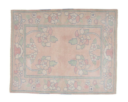 5x7 Pink Oushak Area Rug, Turkish Rug, Vintage Rug, Bohemian Handmade Rug, Turkey rug, Unique rug, Faded rug, Wool Rug, Bedroom rug, 7454