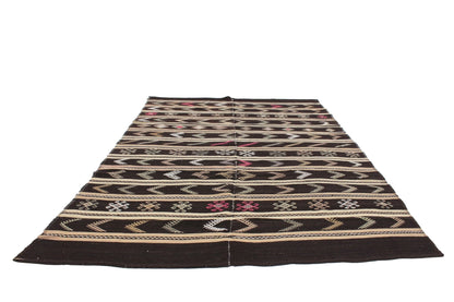 Turkish Kilim Rug, Rug Kilim, Handmade Flat Weave Kilim Rug, Vintage Striped Kilim Rug, Bedroom Rug, Area Floor Kilim Rug, Wool Rug, 5993