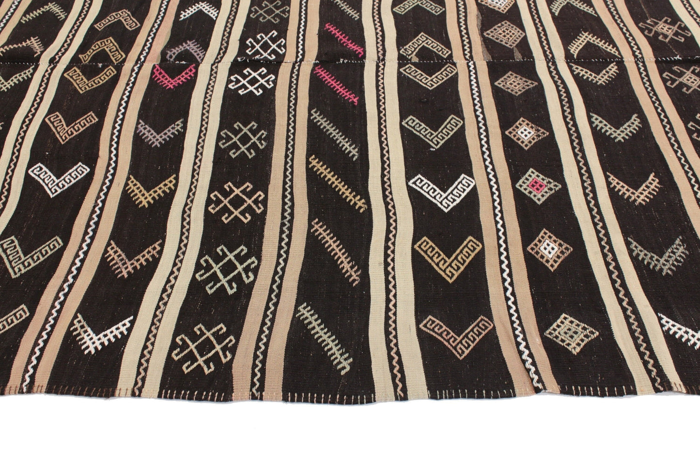 Turkish Kilim Rug, Rug Kilim, Handmade Flat Weave Kilim Rug, Vintage Striped Kilim Rug, Bedroom Rug, Area Floor Kilim Rug, Wool Rug, 5993