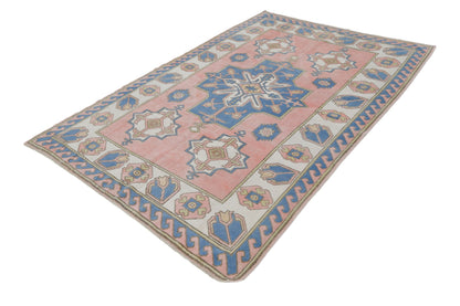 5x8 Turkish rug, Vintage rug 5x8, Oushak Rug 5x8, Neutral Pink Bohemian Carpet rug, Bedroom Area Anatolia Rug ,Rug Made in Turkey , 7747