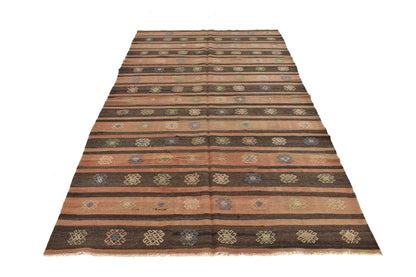 Handmade Eclectic Kilim Rug, Turkish Unique Kilim Rug, Bohemian Rug, Bedroom Rug, Rug Kilim, Kilim Rug 6x10, Area Striped Kilim Rug, 3235