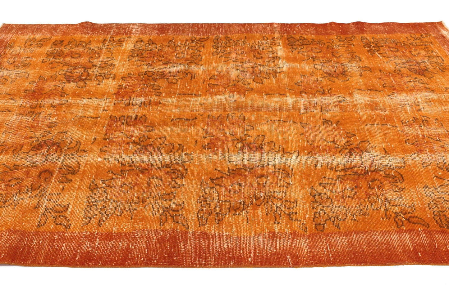 Orange Carpet Rug, Overdye Turkish Rug, Vintage Rug, Rug 5x7 Area, Boho Decor, Bedroom rug ,Eclectic decor ,Living Room Rug ,3699