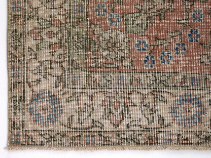 Boho Oushak rug, Red Turkish rug, Oriental Area rug 4x7, Handmade Vintage rug, Authentic Bohemian Carpet rug, Anatolia rug, Bedroom rug,8672