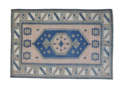 Navy blue Pink 6x9 TURKİSH RUG, Oushak rug, Vintage rug, Neutral rug, Anatolia rug, Living room rug, Unique rug, AreaRug 6x9, 7309