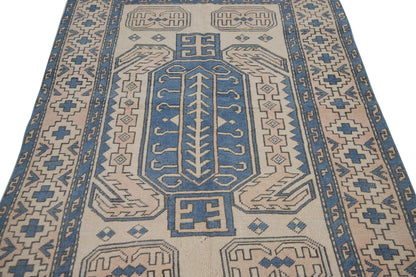 Scandinavian Decor, Geometric Oushak Rug, Area rug 5x8, Turkish Rug Neutral, Vintage Carpet rug, Coastal decor, Bedroom rug, Nursery, 7389