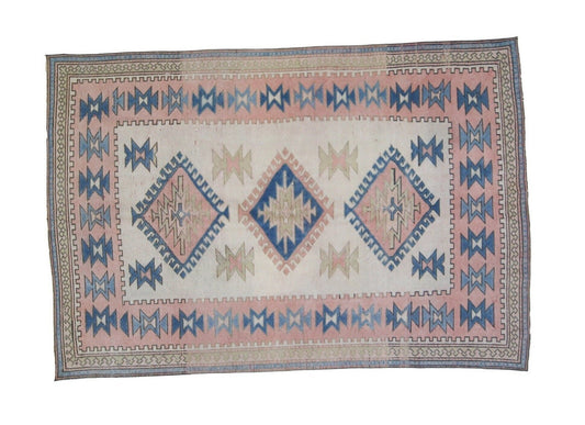 Geometric Oushak Rug, 5x8 Area rug, Turkish rug , Vintage rug, One of a kind rug, Anatolia Rug, Turkey Rug ,Living Room Rug,Bedroom rug,7301