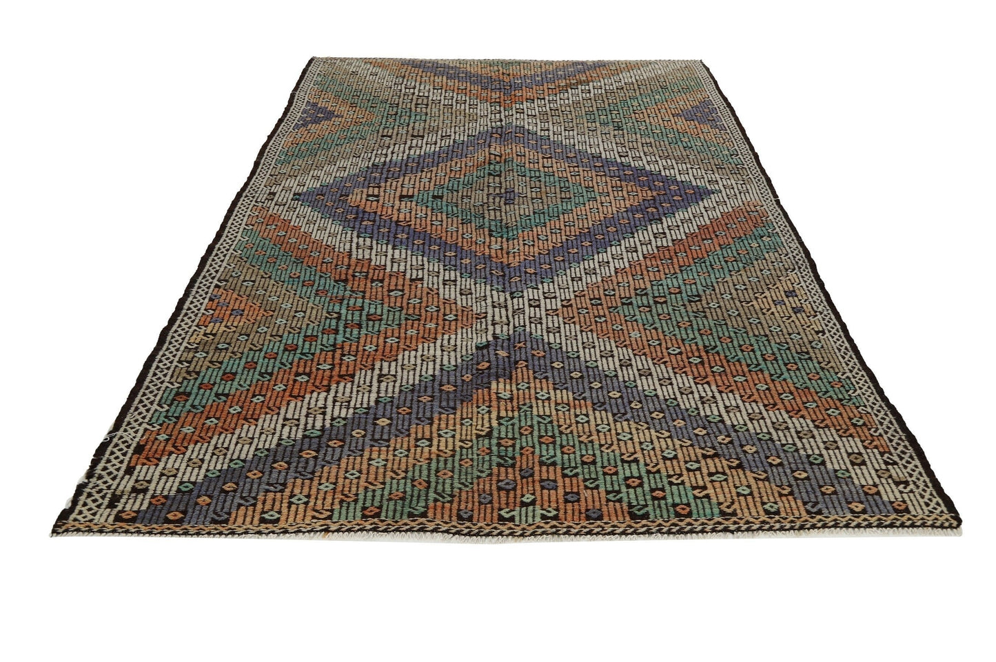 6x9 Bohemian Kilim Rug, Terracotta Geometric Rug, Boho Rug, Area Kilim Rug, Handmade Kilim Rug, One of a Kind, Decorative Unique Rug, 8081