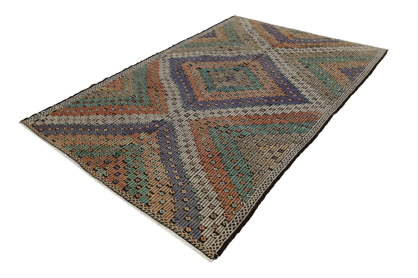 6x9 Bohemian Kilim Rug, Terracotta Geometric Rug, Boho Rug, Area Kilim Rug, Handmade Kilim Rug, One of a Kind, Decorative Unique Rug, 8081