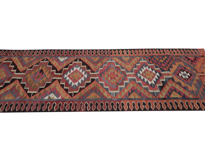 Vintage Kilim Runner Rug, Turkish Antique Runner Rug, Oushak Handmade Runner Rug, Rug Runner 3x10, Hallway Runner, Bohemian Rug, 11402