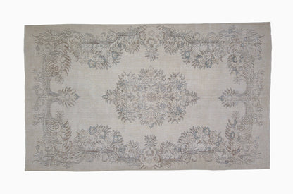 6x10 Vintage rug, Turkish rug İvory, Oushak Rug  Neutral rug ,Floral rug ,Farmhouse decor, Living room rug, Faded  rug, Anatolia rug ,7077