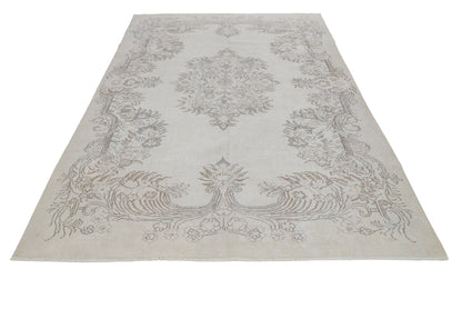 6x10 Vintage rug, Turkish rug İvory, Oushak Rug  Neutral rug ,Floral rug ,Farmhouse decor, Living room rug, Faded  rug, Anatolia rug ,7077