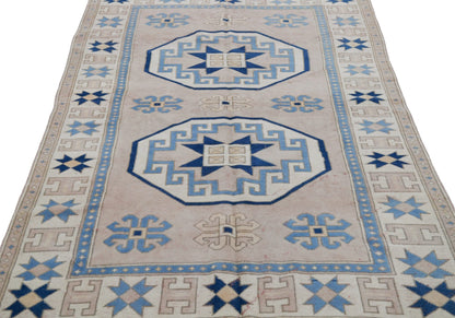 5x8 Rug ,Faded Turkish rug, Vintage rug , Oushak Rug Neutral, Carpet rug, Handmade rug, Geometric rug, Anatolia rug, Turkey rug, 7288