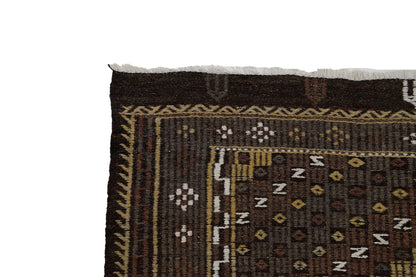 Brown Faded Kilim rug, Area Wool Embroidery Rug,Turkish kilim rug,Vintage kilim,Farmhouse decor,Anatolia,8069
