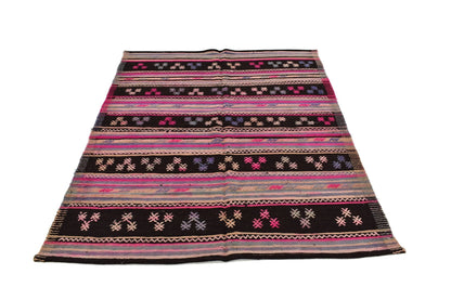 Pink Black Kilim rug, Turkish Vintage Kilim Rug 5x8, Gypsy decor, Boho Kilim rug ,Area Living room rug, Anatolia rug ,Floor Kilim Rug,3187