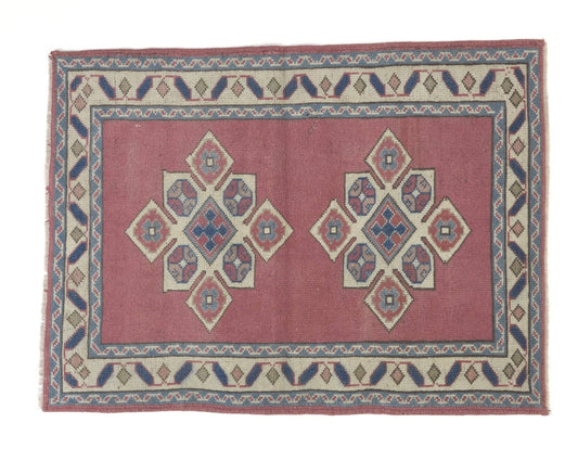 3x4 Art deco Vintage rug, Tribal Oushak rug, Turkey Anatolian rug, Handmade, Area rug, Bedroom rug, Neutral rug, Small Turkish rug ,8646