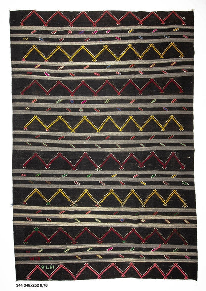 Turkish Vintage kilim rug, Area rug 8x11, Oversize rug, Living room rug, Large rug 8x11, Turkish rug 8x11, 344