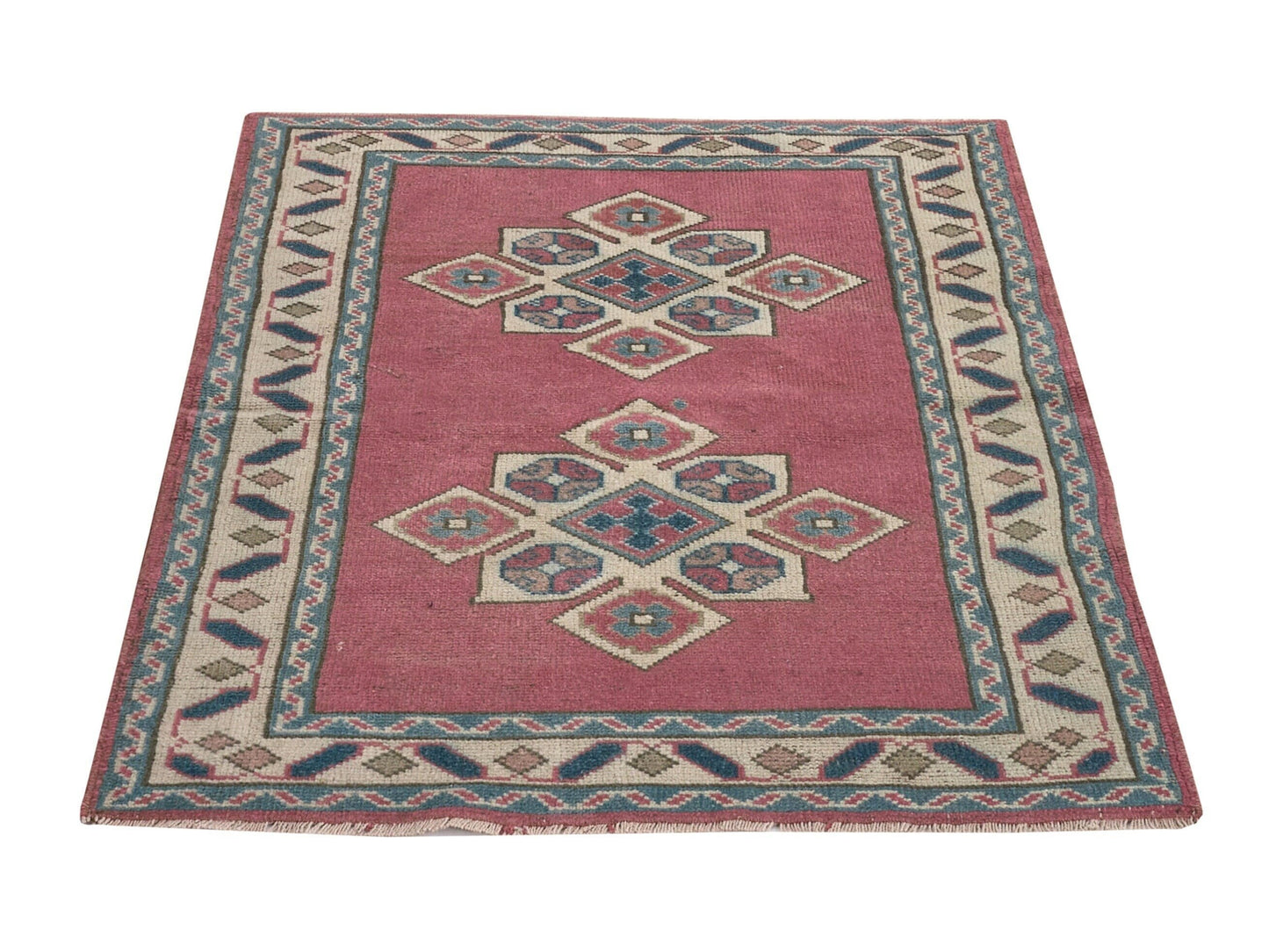 3x4 Art deco Vintage rug, Tribal Oushak rug, Turkey Anatolian rug, Handmade, Area rug, Bedroom rug, Neutral rug, Small Turkish rug ,8646