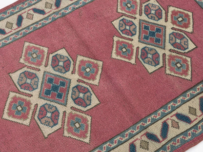 3x4 Art deco Vintage rug, Tribal Oushak rug, Turkey Anatolian rug, Handmade, Area rug, Bedroom rug, Neutral rug, Small Turkish rug ,8646