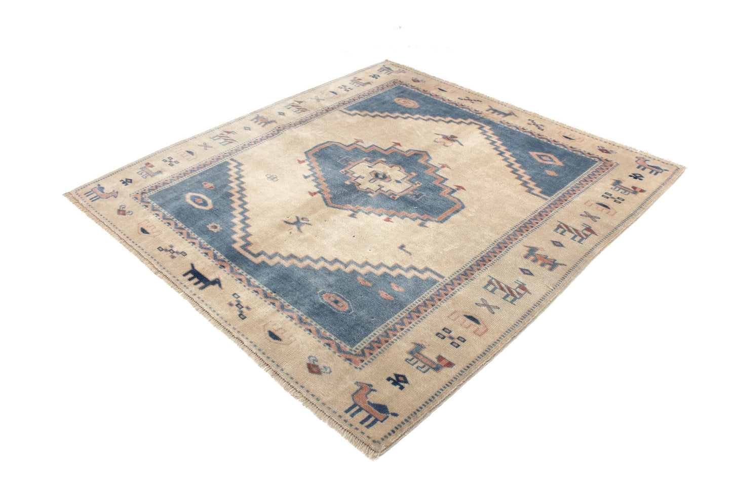 5x5 Vintage Turkish Carpet Rug, Area rug, Turkish Rug, Scandanavian Decor, Oushak Rug ,Anatolia Rug, Nursery Rug, Bedroom Rug,6236