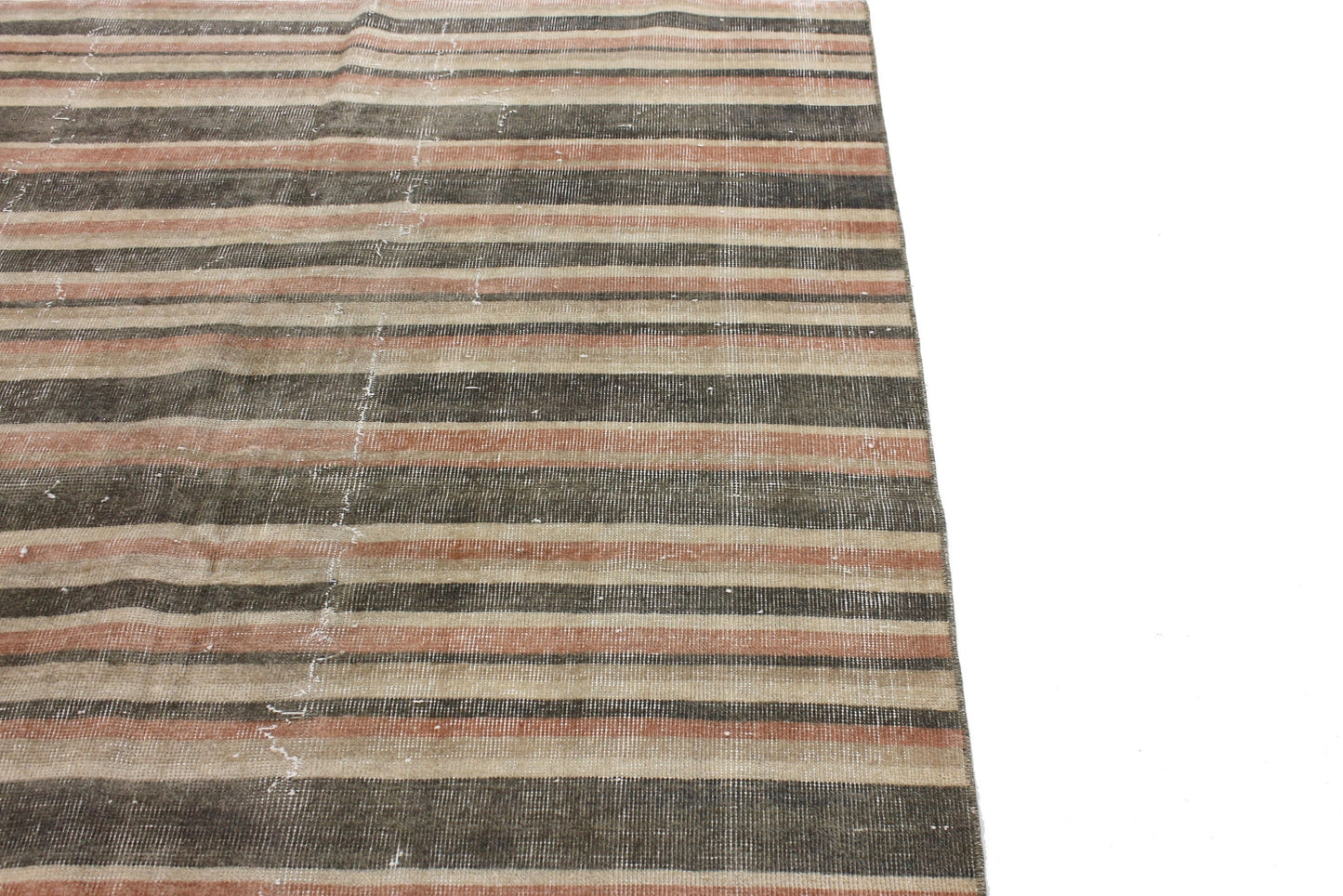 5x7 Striped Turkish Carpet Rug,4'9x6'6 ft ,Vintage Oushak Rug,Area Rug Wool,Handmade Rug Pale,Contemporary Decor,Livingroom Rug,6341