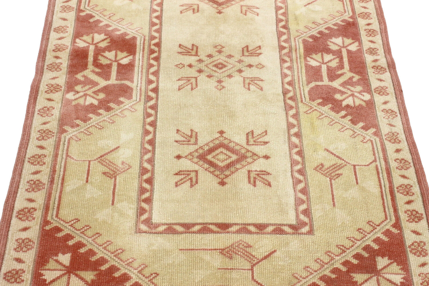 Small Oushak Rug, 3x4 Vintage Rug Beige, Turkish Rug Wool, Mini Rug,Bath mat, Handmade Rug, Bohemian Decor, 6604
