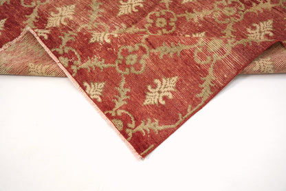 4x8 Vintage Oushak Turkish Rug, Floral Red Gold Area Handmade Carpet Rug, Bohemian rug , Living room rug, Entryway,Rug, 4048