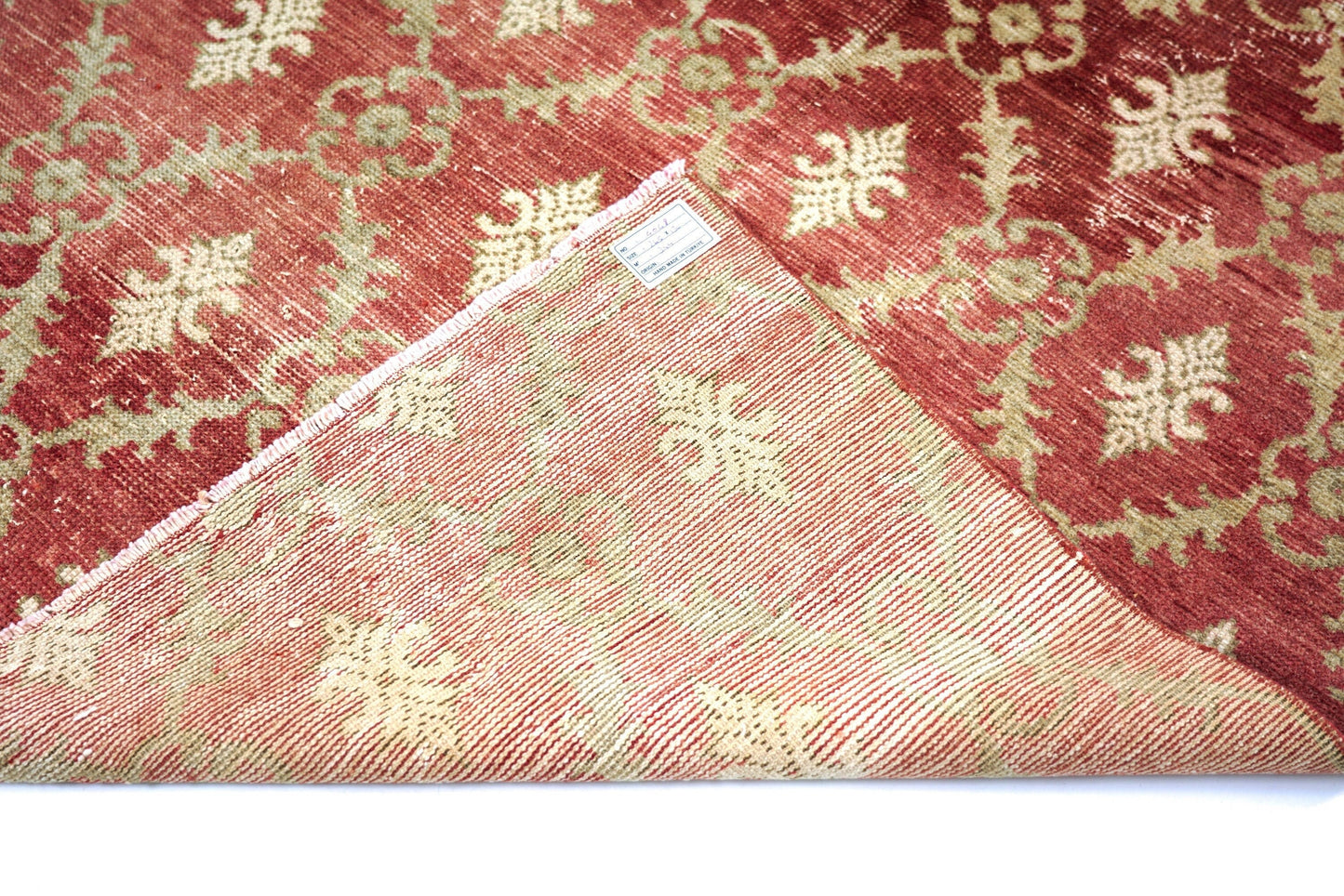 4x8 Vintage Oushak Turkish Rug, Floral Red Gold Area Handmade Carpet Rug, Bohemian rug , Living room rug, Entryway,Rug, 4048