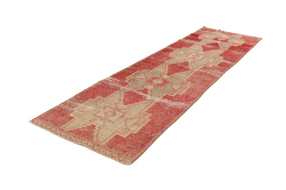 3x10 Faded Runner Rug, Oushak Runner Red, Turkish Runner Boho, Rug Runner Unique, Carpet Runner Oushak, Kitchen Hallway Rug, 4581