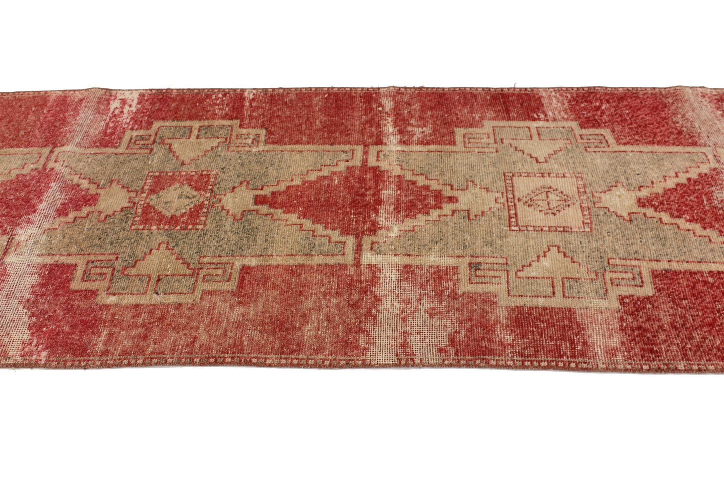 3x10 Faded Runner Rug, Oushak Runner Red, Turkish Runner Boho, Rug Runner Unique, Carpet Runner Oushak, Kitchen Hallway Rug, 4581