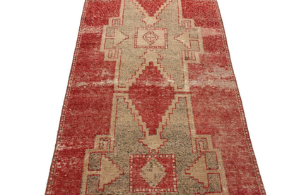 3x10 Faded Runner Rug, Oushak Runner Red, Turkish Runner Boho, Rug Runner Unique, Carpet Runner Oushak, Kitchen Hallway Rug, 4581