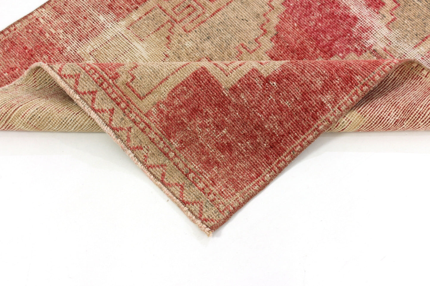 3x10 Faded Runner Rug, Oushak Runner Red, Turkish Runner Boho, Rug Runner Unique, Carpet Runner Oushak, Kitchen Hallway Rug, 4581