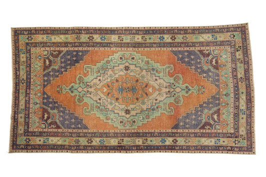 4x8 Faded Orange Blue Oushak Rug, Unique Area Hand Knotted İndoor Turkish Rug, Vintage Carpet Rug, Home Decor, Living Room Rug,5596