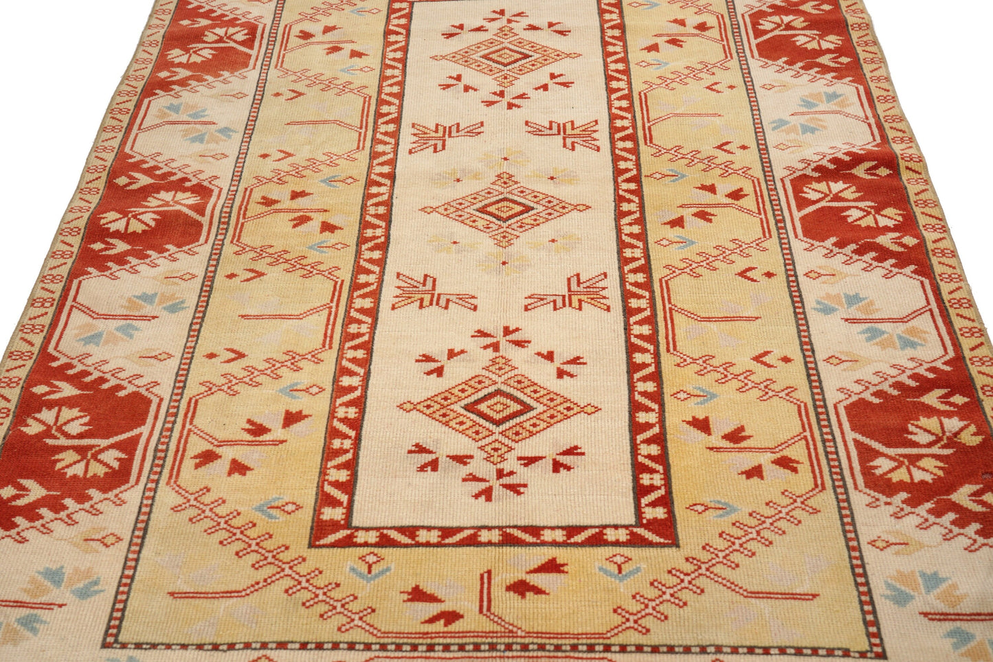 Neutral Oushak Rug, Pale Turkish Rug,  Area Carpet Rug ,4x6 TURKİSH RUG, Small Room Rug, Coastal Decor, Bedroom Rug ,Red, Yellow,Rug4405
