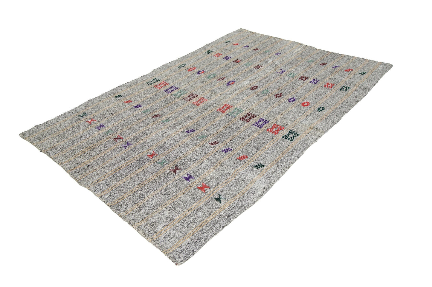 Kilim rug, Turkish kilim rug ,Vintage kilim rug, Gray rug ,Boho rug, Eclectic rug ,6x9 Kilim rug, Fine rug ,Neutral rug, Organic rug, 7897