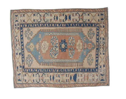 Bohemian Unique Turkish Rug 6x8, Area Kars Rug, Entryway rug, Coastal Decor, Vintage One of a kind rug, Floor rug, Pastel rug, 7330