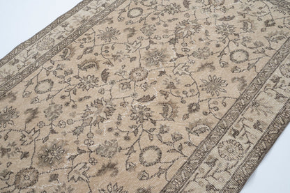 Pastel Turkish Rug, Faded Rug, Neutral Oushak Rug, Area Rug 4x7, Vintage Carpet Rug, Unique Rug, Handmade rug, Dining room rug, 9679