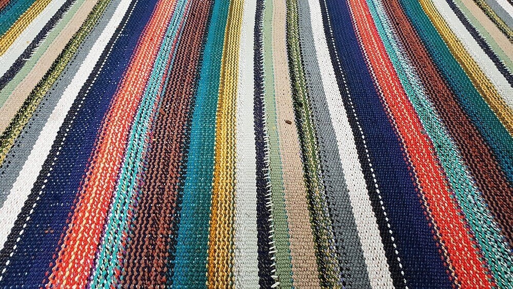 Rainbow Color Striped Rag Kilim rug, 6x10 Turkish Vintage Kilim Rug, Boho Area Chaput Kilim rug,Eclectic Decorative Rug,2651