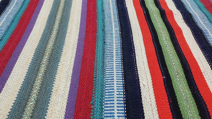 Striped Rainbow Kilim rug, Minimalist Area rug, Neutral Kilim rug ,Turkish Kilim Rug, Fine Vintage Kilim rug, Contemporary, Bedroom,2653