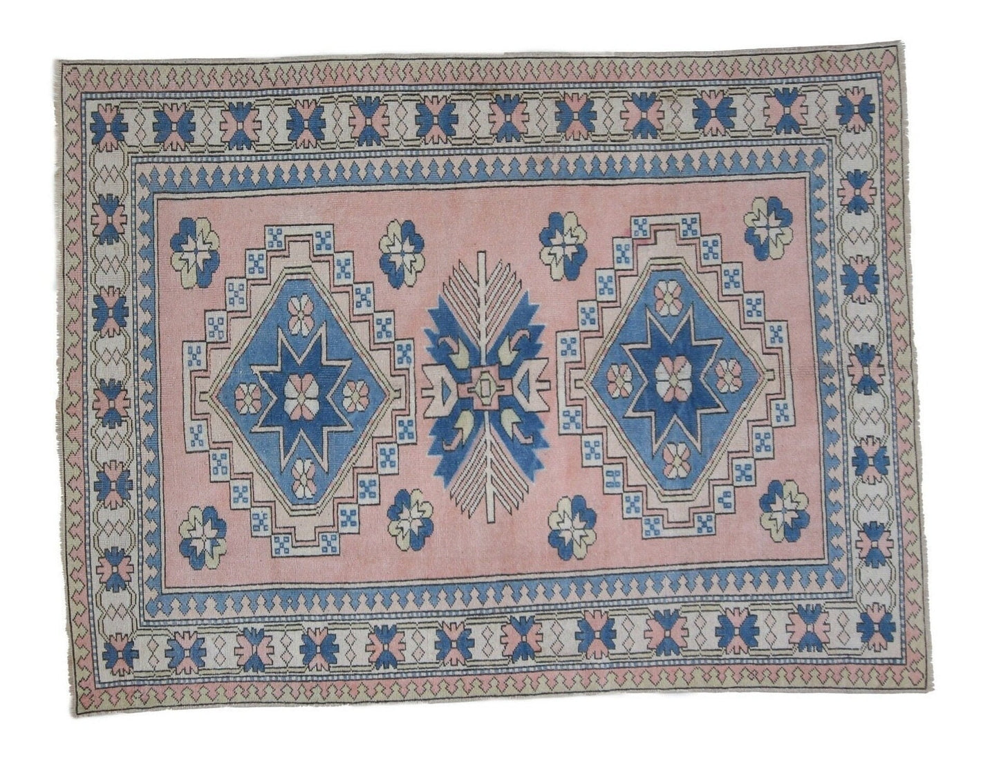 Geometric Turkish rug, Oushak rug, Vintage rug, Boho rug, Handmade rug, Area rug, Carpet rug, 6x8 Turkish rug,Eclectic rug,Nursery rug, 7285