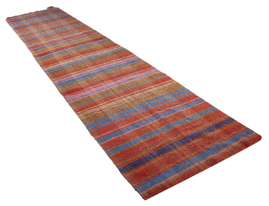 3x25 Extra Long Floor Colorful Vintage Turkish Kilim Runner Rug, Decorative Stair Hallway Rug,4728