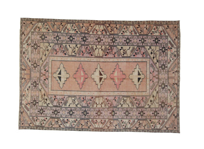 Brown Faded Turkish rug, Area Turkish rug ,Vintage Oushak Turkish rug ,Mid-century rug, Turkey rug, Turkish rug 6x9, 7232