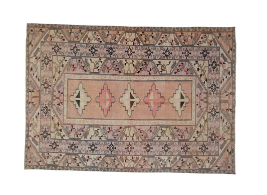 Brown Faded Turkish rug, Area Turkish rug ,Vintage Oushak Turkish rug ,Mid-century rug, Turkey rug, Turkish rug 6x9, 7232