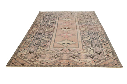 Brown Faded Turkish rug, Area Turkish rug ,Vintage Oushak Turkish rug ,Mid-century rug, Turkey rug, Turkish rug 6x9, 7232