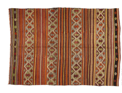 Embroidery Tribal Handmade Kilim rug 5x7 ,Turkish Vintage Kilim Rug, Area Pastel Kilim Rug, Faded Flat weave Kilim rug,Bedroom,599