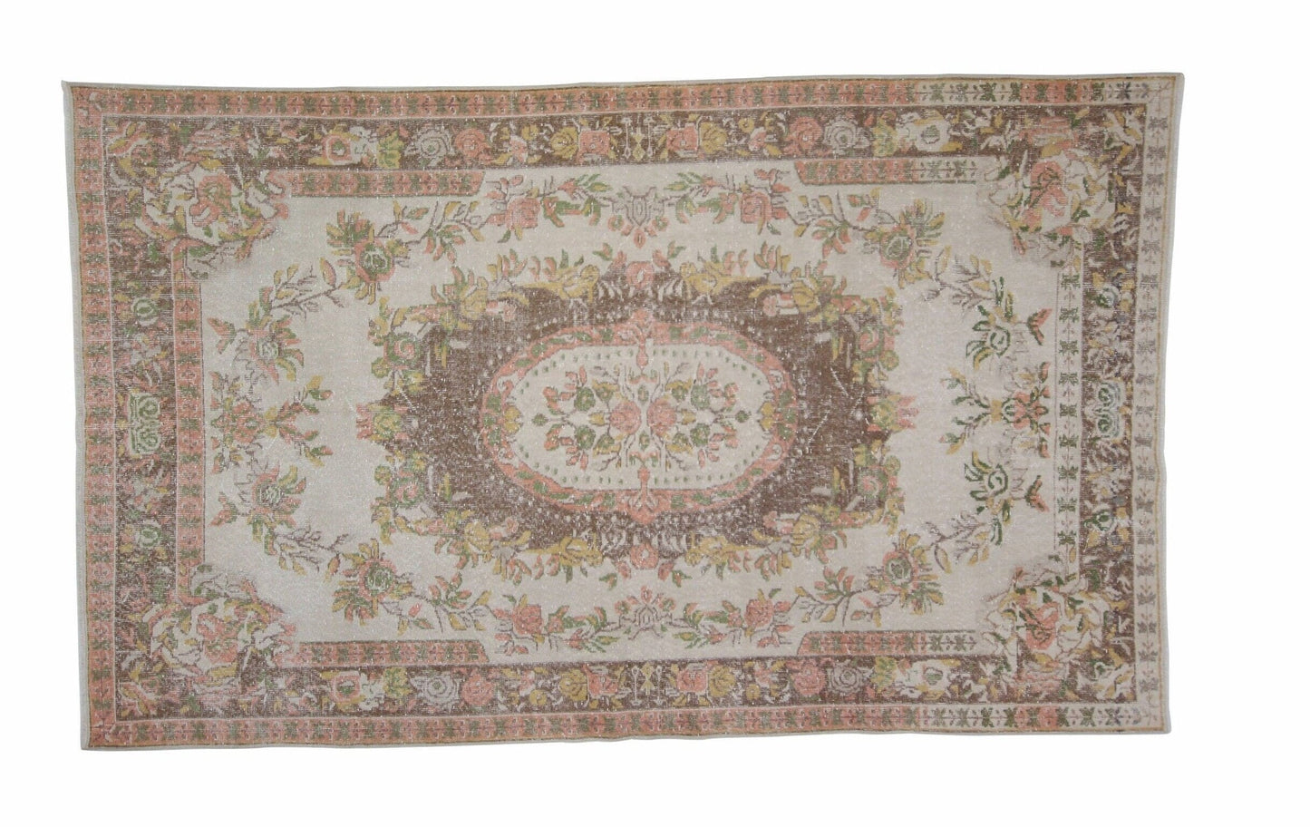 7x10 Rug, Floral Beige 7x10 Turkish Rug, Vintage Turkish Oushak Rug, Carpet rug, Neutral rug, Oushak Carpet ,7079