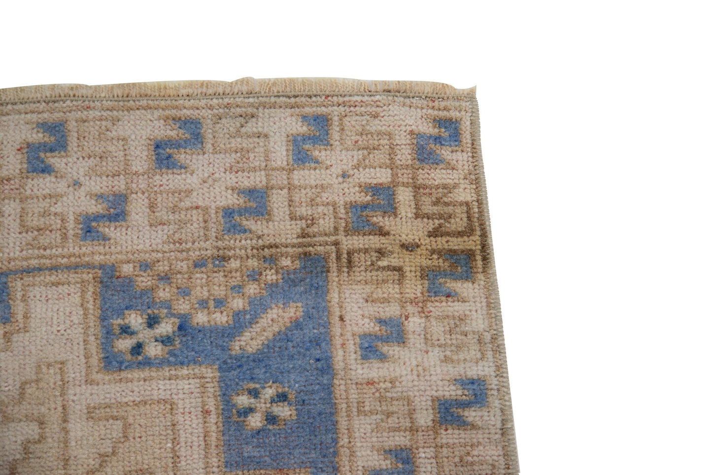 Beige Blue Turkish Small rug, 3x4 Vintage Oushak rug, Handmade Rug ,Bedroom rug, Nursery rug, Kid room rug, Coastal decor, 7476