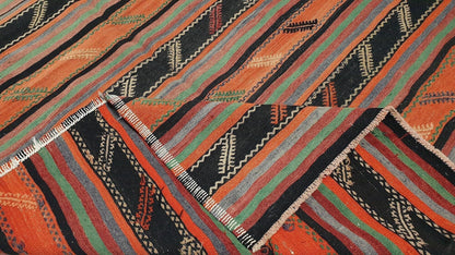 Kilim rug,Orange Area Kilim rug,Turkish Vintage Kilim, Oriental Boho Chic Living room rug,One of a kind Area rug,2531
