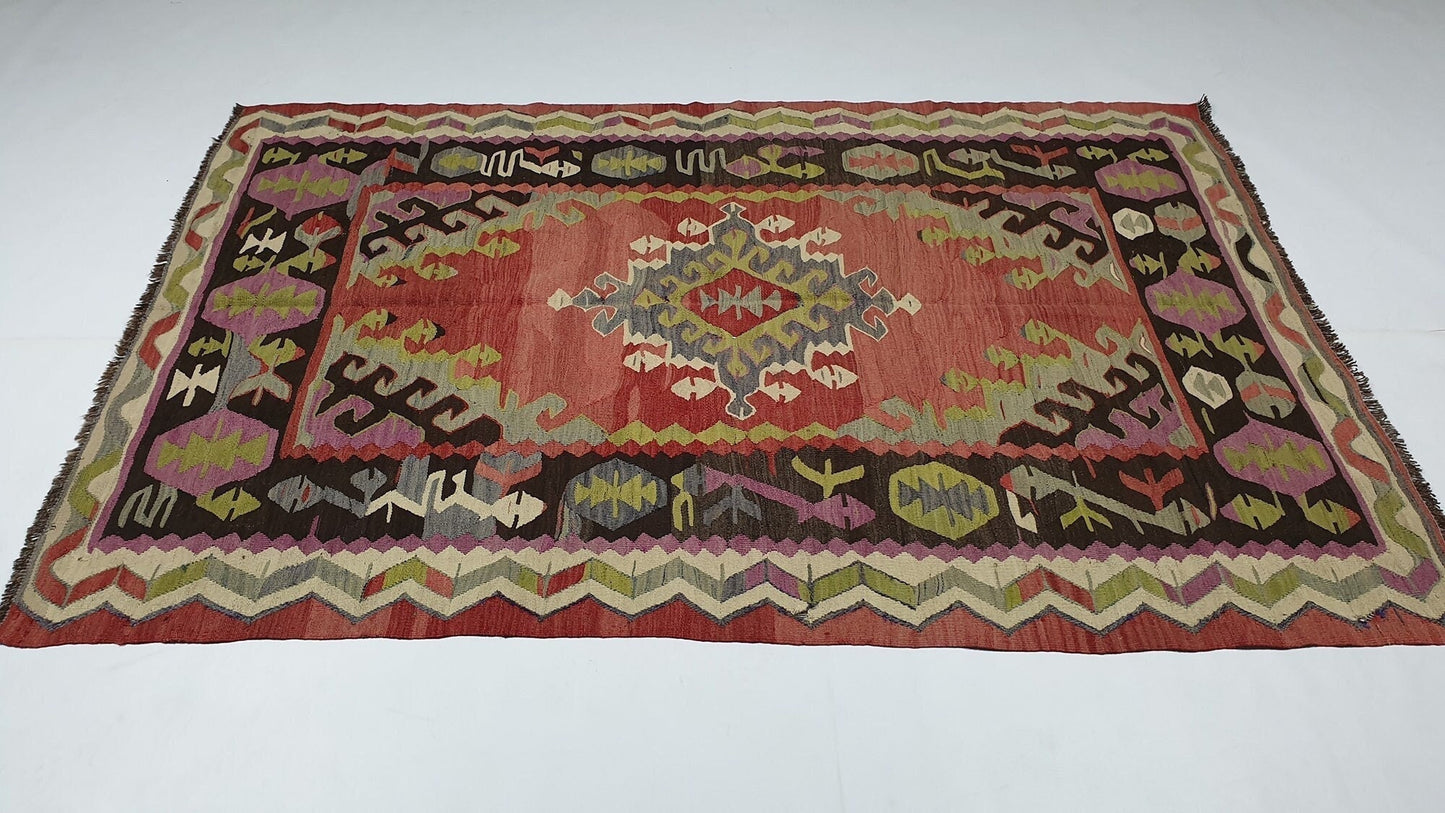 Oushak Kilim rug, 5x7 Turkish Kilim rug, Vintage Kilim rug, Coastal decor, Area rug, Bedroom rug, Old rug,Fine rug ,Living room rug,2912