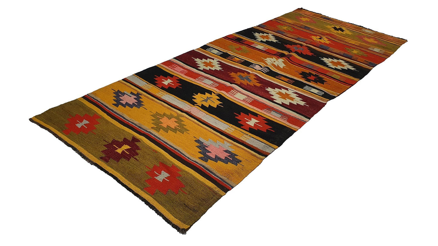 Hallway Runner rug, Kilim rug runner, 4x10 Runner rug, Turkish Vintage runner rug, Kitchen rug, Corridor rug, 2910